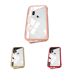 iPhone XR Ultra Slim Magnet Protective Case with Metal Frame Tempered Glass Back