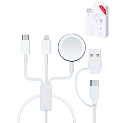 USB-C and USB-A 3in1 Magnetic Watch Charging Cable with USB-C and Lightning Charger (4ft) (15W) (Only Ground Shipping)