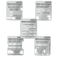 Stock up on the Fixst & JITONGXUE LCD Screen IC Flex Cable Protection Stencil Set for iPhone 11 to 15 Pro Max.