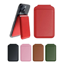 Leather Magnetic Card Wallet Holder with Stand