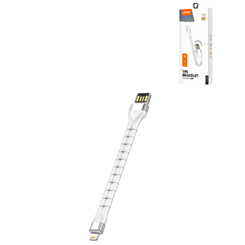 LDNIO LS50 USB A-L Non-MFI TPE Bracelet Charging Cable (WHITE) (0.5ft) (12W) (Only Ground Shipping)