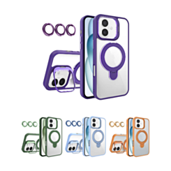 Magnetic Clear Case with 2 Kickstand & Camera Lens for iPhone 16 Plus (Only Ground Shipping)
