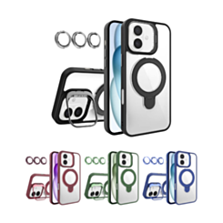 Magnetic Clear Case with 2 Kickstand & Camera Lens for iPhone 16 (Only Ground Shipping)