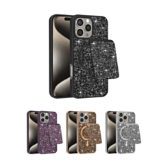 Magnetic Diamond Dual Layer Protection Case with Magnetic Card Slot for iPhone 15 Pro Max (Only Ground Shipping)