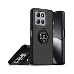 Hard PC Rear / Soft TPU Colorful Border Case with I-ring Holder - BLACK for Moto G Power 5G (2025 / 2026) / G Play 5G (2025) (Only Ground Shipping)