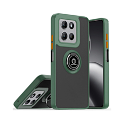Hard PC Rear / Soft TPU Colorful Border Case with I-ring Holder - DARK GREEN for Moto G Power 5G (2025 / 2026) / G Play 5G (2025) (Only Ground Shipping)