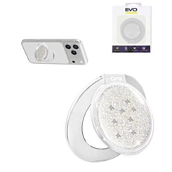 EVO CrystalRing Magnetic Glitter Phone Grip Stand Compatible with Wireless Charging (WHITE) (Only Ground Shipping)