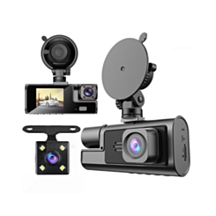 Night Vision Full HD Dash Cam with (1800 mAh) Battery (1280*720P / 30FPS) (Front / In-Cabin / Tail Camera) (Only Ground Shipping)