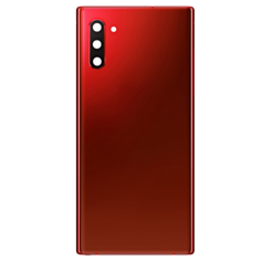 Order the Back Glass with Camera Lens and Adhesive for Galaxy Note 10 in Aura Red, no logo.