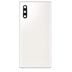 Stock up on the Back Glass with Camera Lens for Galaxy Note 10, US and International, Service Pack, in Aura White.