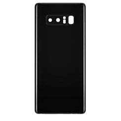 Shop the Back Glass with Camera Lens and Adhesive for Galaxy Note 8 in Midnight Black, no logo.