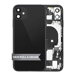 Back Housing Frame with Charging Port Flex & Small Parts for iPhone 11 (BLACK) (OEM Pull A Grade)