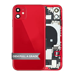 Back Housing Frame with Charging Port Flex & Small Parts for iPhone 11 (RED) (OEM Pull A Grade)