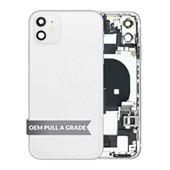 Back Housing Frame with Charging Port Flex & Small Parts for iPhone 11 (WHITE) (OEM Pull A Grade)