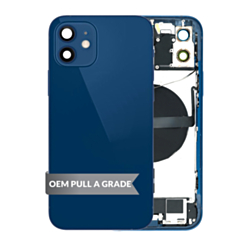 Back Housing Frame with Charging Port Flex & Small Parts for iPhone 12 (BLUE) (OEM Pull A Grade)