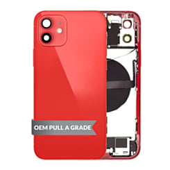 Back Housing Frame with Charging Port Flex & Small Parts for iPhone 12 (RED) (OEM Pull A Grade)
