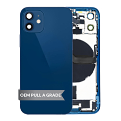 Back Housing Frame with Charging Port Flex & Small Parts for iPhone 12 Mini (BLUE) (OEM Pull A Grade)