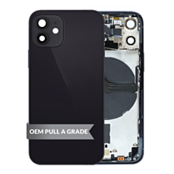 Back Housing Frame (BLACK) (OEM Pull A Grade) with Small Components Pre-Installed for iPhone 12 Mini