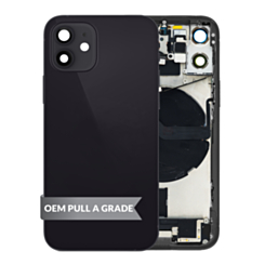 Back Housing Frame with Small Components Pre-Installed for iPhone 12 Mini (BLACK) (International) (OEM Pull A Grade)