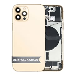 Back Housing Frame with Charging Port Flex & Small Parts for iPhone 12 Pro (GOLD) (OEM Pull A Grade)