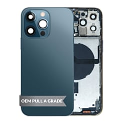 Back Housing Frame (PACIFIC BLUE) (OEM Pull A Grade) with Small Components Pre-Installed for iPhone 12 Pro Max