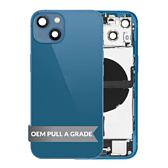 Back Housing Frame with Charging Port Flex & Small Parts for iPhone 13 (BLUE) (US Version) (OEM Pull A Grade)