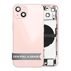 Back Housing Frame with Charging Port Flex & Small Parts for iPhone 13 (PINK) (US Version) (OEM Pull A Grade)