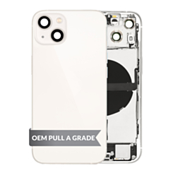 Back Housing Frame with Charging Port Flex & Small Parts for iPhone 13 (STARLIGHT) (US Version) (OEM Pull A Grade)
