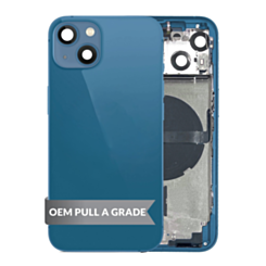 Order the Housing Frame with Small Parts Pre-Installed for iPhone 13 BLUE International OEM Pull A Grade.

