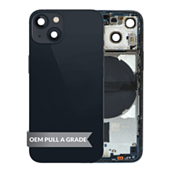 Back Housing Frame (MIDNIGHT) (US Version) (OEM Pull A Grade) with Small Components Pre-Installed for iPhone 13 Mini