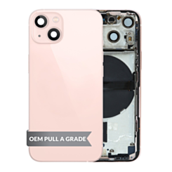 Back Housing Frame (PINK) (US Version) (OEM Pull A Grade) with Small Components Pre-Installed for iPhone 13 Mini