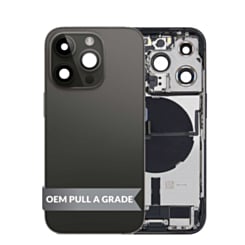 Back Housing Frame with Charging Port Flex & Small Parts for iPhone 14 Pro (SPACE BLACK) (US Version) (OEM Pull A Grade)