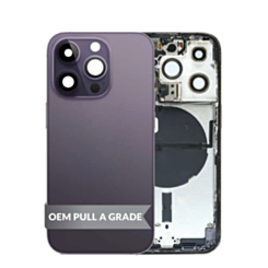 Back Housing Frame with Small Components Pre-Installed for iPhone 14 Pro (DEEP PURPLE) (US Version) (OEM Pull A Grade)