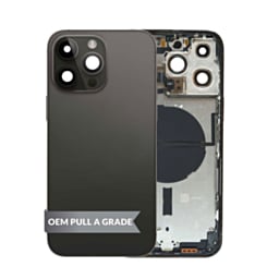 Back Housing Frame (SPACE BLACK) (US Version) (OEM Pull A Grade) with Small Components Pre-Installed for iPhone 14 Pro Max