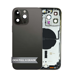 Housing Frame (SPACE BLACK) (International) (OEM Pull A Grade) Small Parts Pre-Installed for iPhone 14 Pro Max