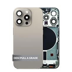 Back Housing Frame with Small Components Pre-Installed for iPhone 15 Pro (NATURAL TITANIUM) (US Version) (OEM Pull A Grade)
