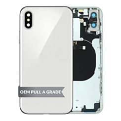 Stock up on the Back Housing Frame with small components pre-installed for iPhone X, Silver, OEM Pull A Grade.
