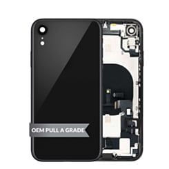 Back Housing Frame with Charging Port Flex & Small Parts for iPhone XR (BLACK) (OEM Pull A Grade)