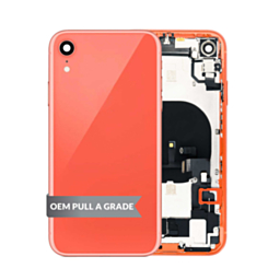 Back Housing Frame with Charging Port Flex & Small Parts for iPhone XR (CORAL) (OEM Pull A Grade)