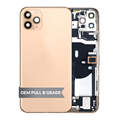 Back Housing Frame with Charging Port Flex & Small Parts for iPhone 11 Pro Max (GOLD) (OEM Pull B Grade)