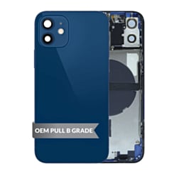 Back Housing Frame with Small Components Pre-Installed for iPhone 12 (BLUE) (OEM Pull B Grade)