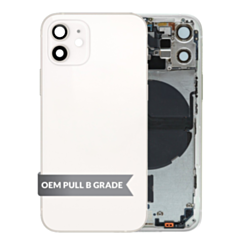 Back Housing Frame (WHITE) (OEM Pull B Grade) with Small Components Pre-Installed for iPhone 12 Mini
