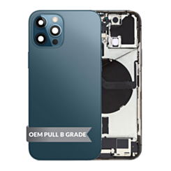 Back Housing Frame with Charging Port Flex & Small Parts for iPhone 12 Pro (PACIFIC BLUE) (OEM Pull B Grade)