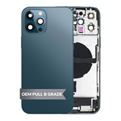 Back Housing Frame with Charging Port Flex & Small Parts for iPhone 12 Pro Max (PACIFIC BLUE) (OEM Pull B Grade)