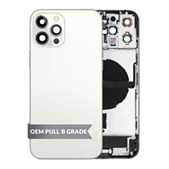 Back Housing Frame with Charging Port Flex & Small Parts for iPhone 12 Pro Max (SILVER) (OEM Pull B Grade)