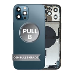 Back Housing Frame (PACIFIC BLUE) (OEM Pull B Grade) with Small Components Pre-Installed for iPhone 12 Pro Max