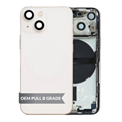 Back Housing Frame (STARLIGHT) (US Version) (OEM Pull B Grade) with Small Components Pre-Installed for iPhone 13 Mini