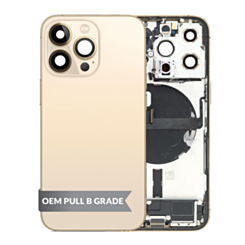 Back Housing Frame with Charging Port Flex & Small Parts for iPhone 13 Pro (GOLD) (OEM Pull B Grade)
