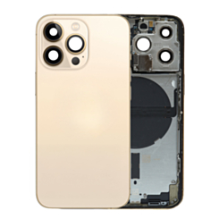 Back Housing Frame (GOLD) (US Version) (OEM Pull B Grade) with Small Components Pre-Installed for iPhone 13 Pro