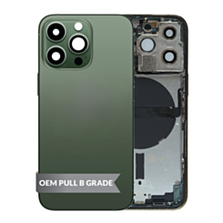 Back Housing Frame (ALPINE GREEN) (US Version) (OEM Pull B Grade) with Small Components Pre-Installed for iPhone 13 Pro
